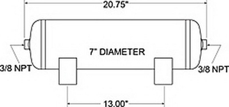 Firestone 9229 Air Tank 3 Gallon 7in. x 20.75in. (2) 3/8in. NPT Ports 150 PSI Max - Black (WR17609229)