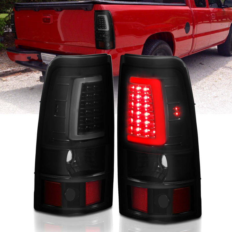 ANZO 311334 2006 fits Chevy 03-20 Silverado 1500 LED Taillights Plank Style Black w/Smoke Lens