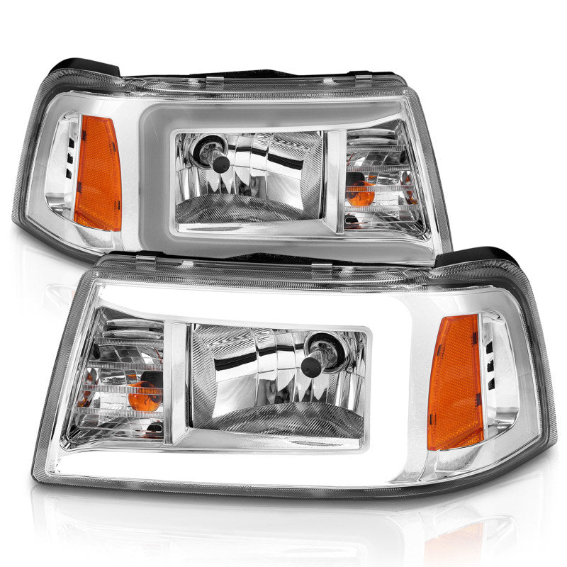 ANZO 111512 2011 fits Ford 01-20 Ranger Crystal Headlights w/ Light Bar Chrome Housing