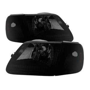 9030321 Xtune fits Ford 97-03 F150 Crystal Headlights w/Corner Black Smoked HD