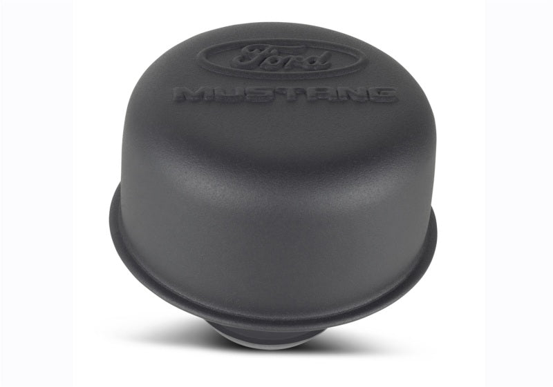 fits Ford 302-221 Racing Black Crinkle Finish Breather Cap w/ fits Ford Mustang Logo