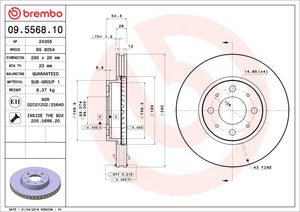 Brembo OE 09.5568.10 1993 fits Volvo 850 Front Premium OE Equivalent Rotor