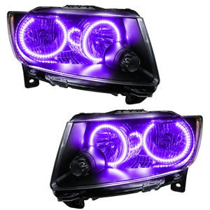 ORACLE Lighting 7070-007 Oracle 11-13 fits Jeep Grand Cherokee Pre-Assembled Halo Headlights (Non HID) Chrome - UV/Purple