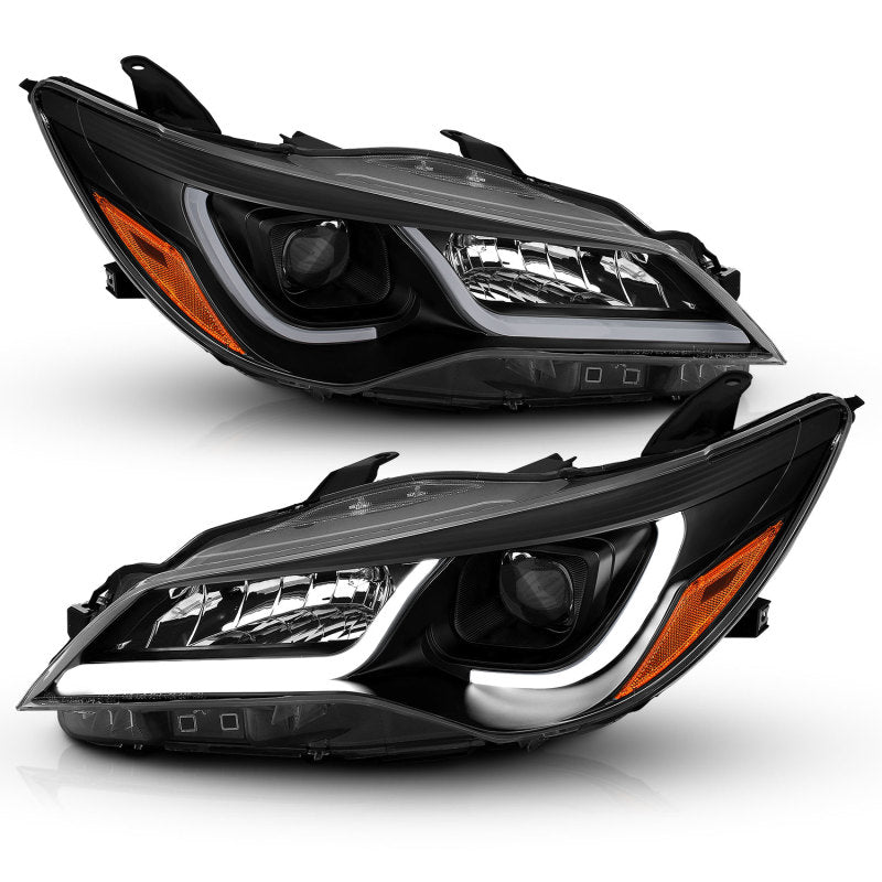 ANZO 121518 Projector Headlights With Plank Style Design Black w/Amber fits Toyota 15-16 Camry (4DR)