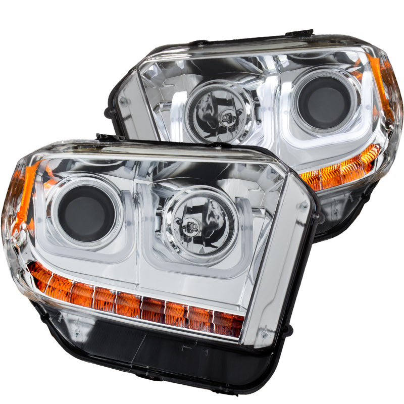 ANZO 111327 2015 fits Toyota 14-20 Tundra Projector Headlights w/ U-Bar Chrome w/ DRL