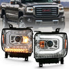 ANZO 111486 2019 Gmc Sierra 1500 Projector Headlight Plank Style Chrome w/ Sequential Amber Signal