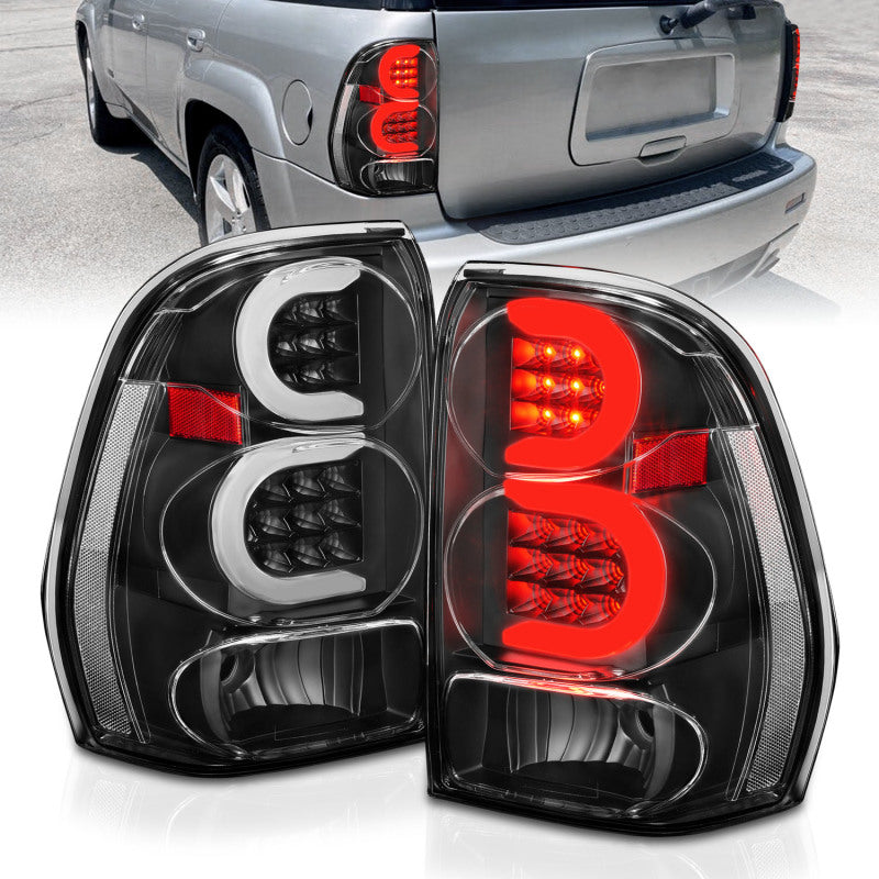 ANZO 311371 2009 fits Chevrolet 02-20 Trailblazer LED Tail Lights w/ Light Bar Black Housing Clear Lens