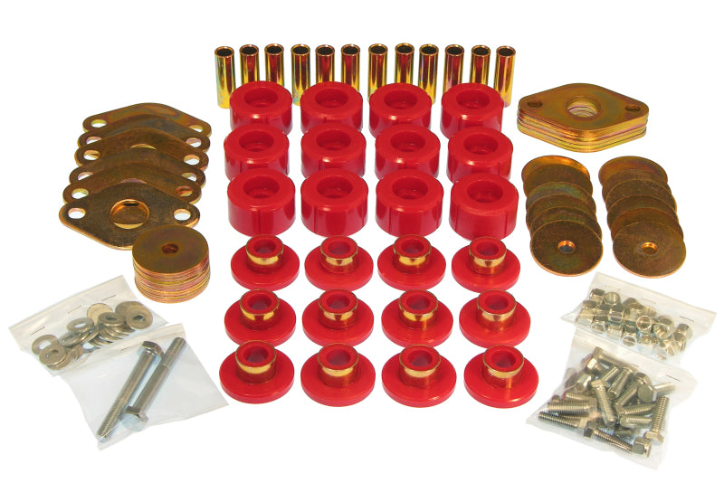 Prothane 1-117 fits Jeep 07-11 Wrangler JK 4DR Body Mount Kit - Red