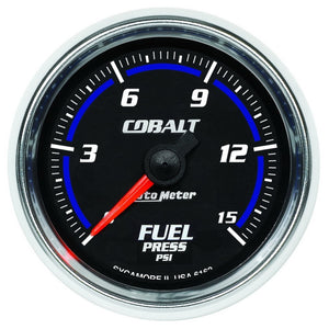 AutoMeter 6162 Autometer Cobalt 52mm 15 PSI Electronic Fuel Pressure Gauge