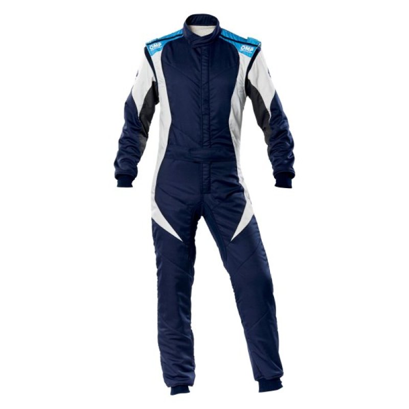 OMP IA0-1854-B01-244-54 First Evo Suit Navy Blue/Cyan - Size 54 (Fia 8856-2018)