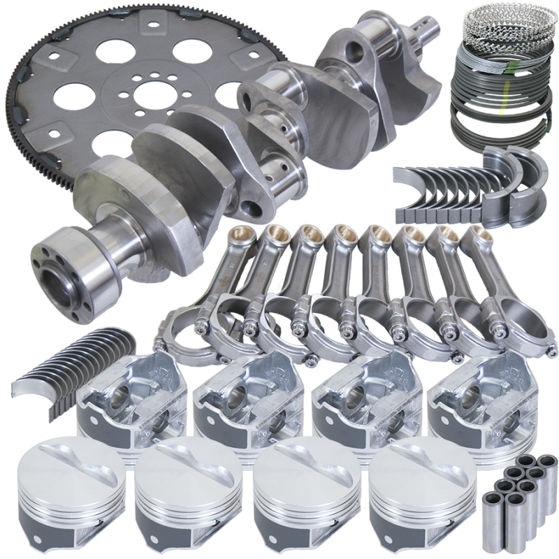 Eagle B15455L03068 fits Chevy 350 1Pc 3.750in Crank 5.700in I-Beam Rods 4.000in Pistons 168 Tooth FP Balanced Assembly