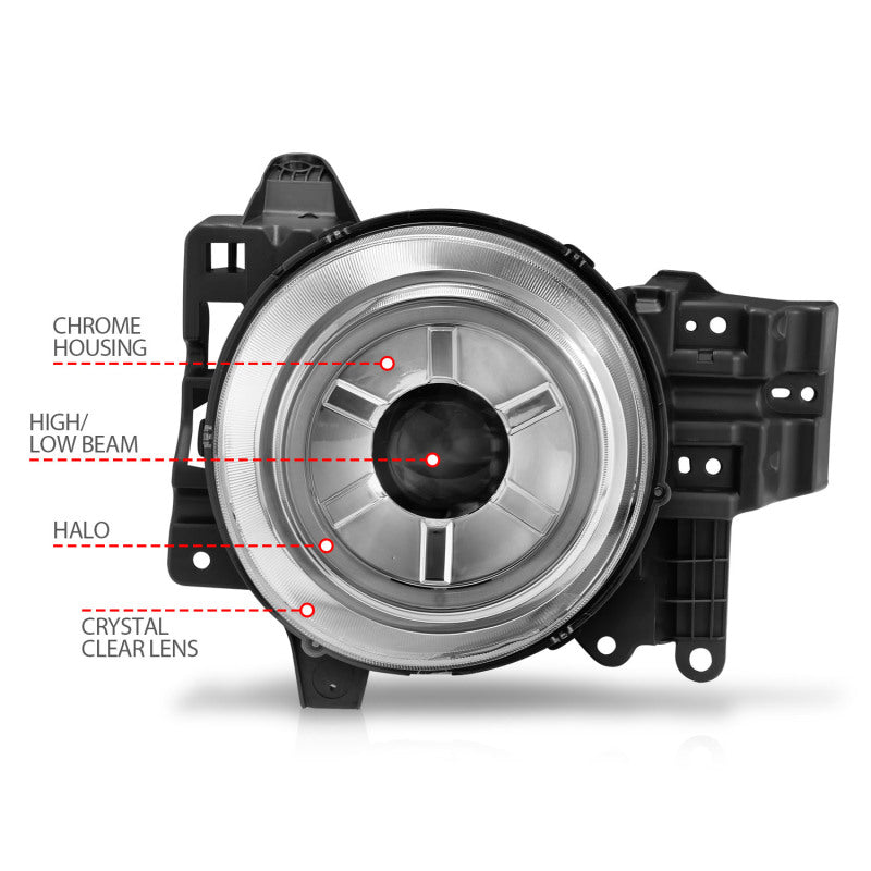 ANZO 111115 2013 fits Toyota 07-20 Fj Cruiser Projector Headlights w/ Halo Chrome