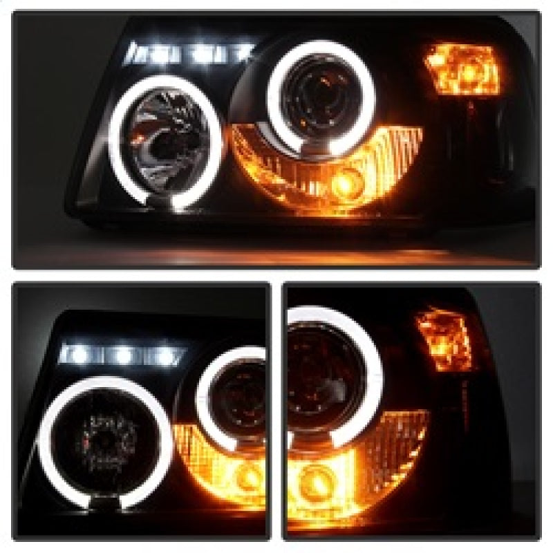 Spyder 5078476 fits Ford 01-11 Ranger 1PC Projector Headlights LED Halo LED Blk