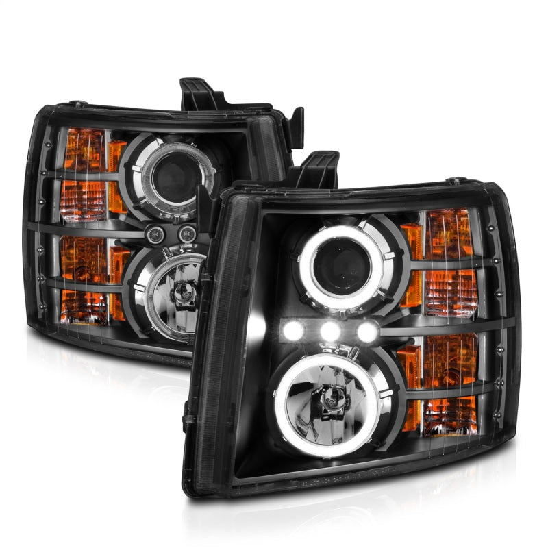 ANZO 111200 2013 fits Chevrolet 07-20 Silverado 1500 Projector Headlights w/ Halo Black