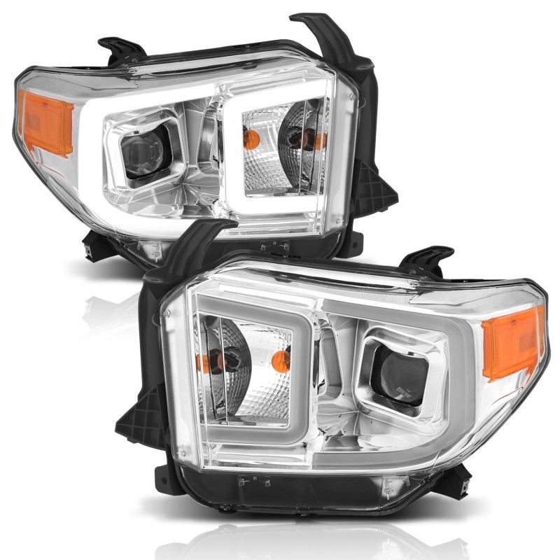 ANZO 111415 fits Toyota 14-17 Tundra Plank Style Projector Headlights Chrome w/ Amber