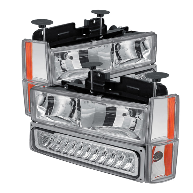 5073549 Xtune fits GMC 92-93 Yukon Crystal Headlights w/ Corner & LED Bumper C