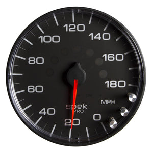 AutoMeter P230328 Autometer Spek-Pro Gauge Speedometer 5in 180 Mph Elec. Programmable Black/Black