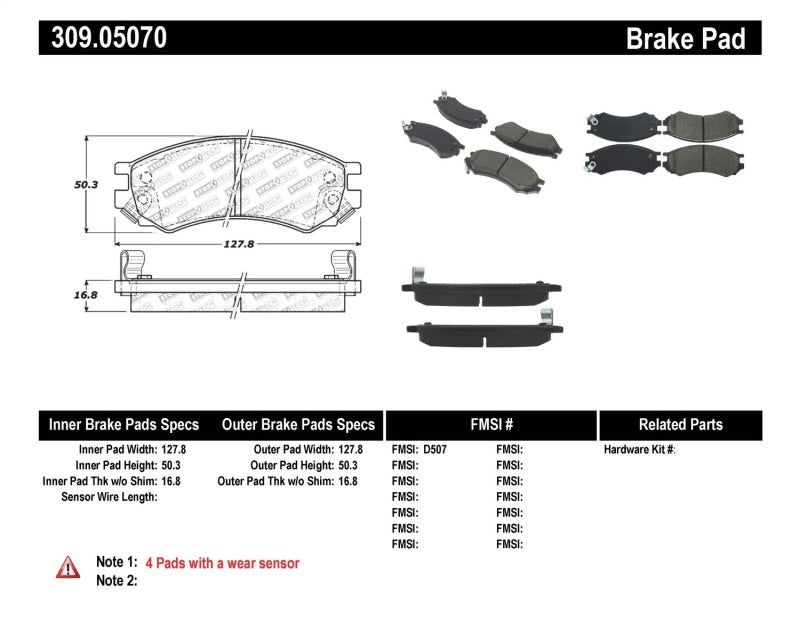 Stoptech 309.0507 Performance Brake Pads
