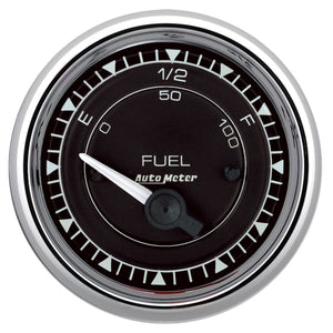 AutoMeter 9714 AutoMeter Chrono 2-1/16in 0E 0-90 Ohm Electric Fuel Level Gauge - Chrome