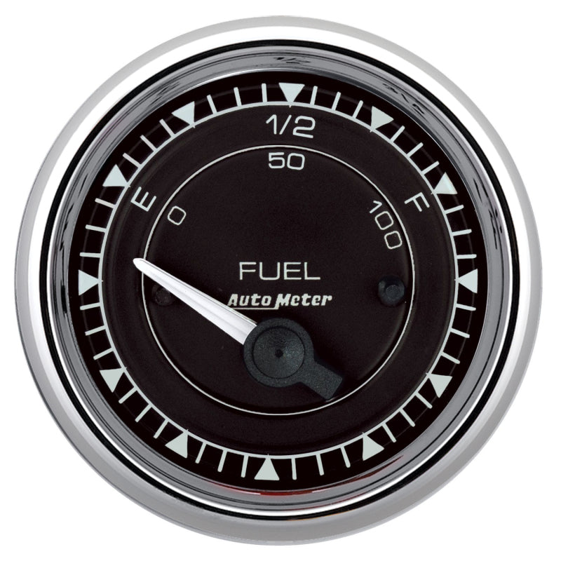 AutoMeter 9714 AutoMeter Chrono 2-1/16in 0E 0-90 Ohm Electric Fuel Level Gauge - Chrome