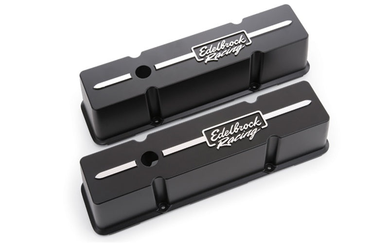 Edelbrock 41643 Valve Cover Racing Series fits Chevrolet 1959-1986 262-400 CI V8 Tall Black