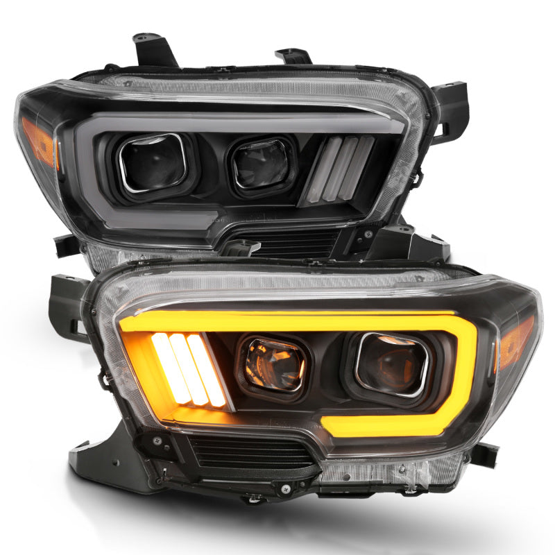 ANZO 111396 2017 fits Toyota 16-20 Tacoma Projector Headlights w/ Plank Style Switchback Black w/ Amber