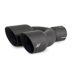 Mishimoto MMEXH-TIP-FSTBK Dual Offset Tips 2.5in Inlet 3in Outlet Slash Cut-Blk