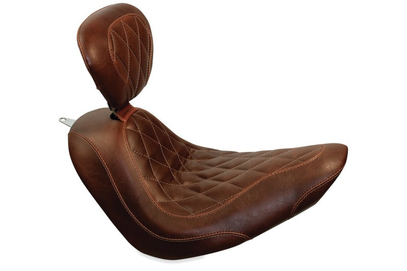 Mustang 79815 Harley Sportster Wide Tripper Solo Seat w/Driver Backrest - Distressed Brown