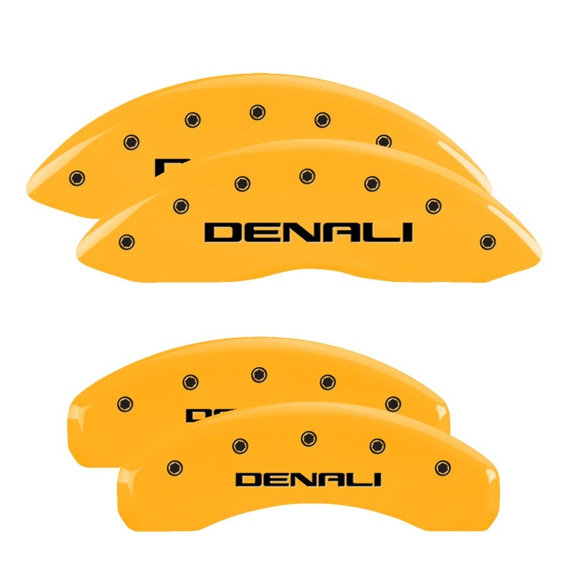 MGP 34217SDNLYL 4 Caliper Covers Engraved Front & Rear Denali Yellow Finish Blac