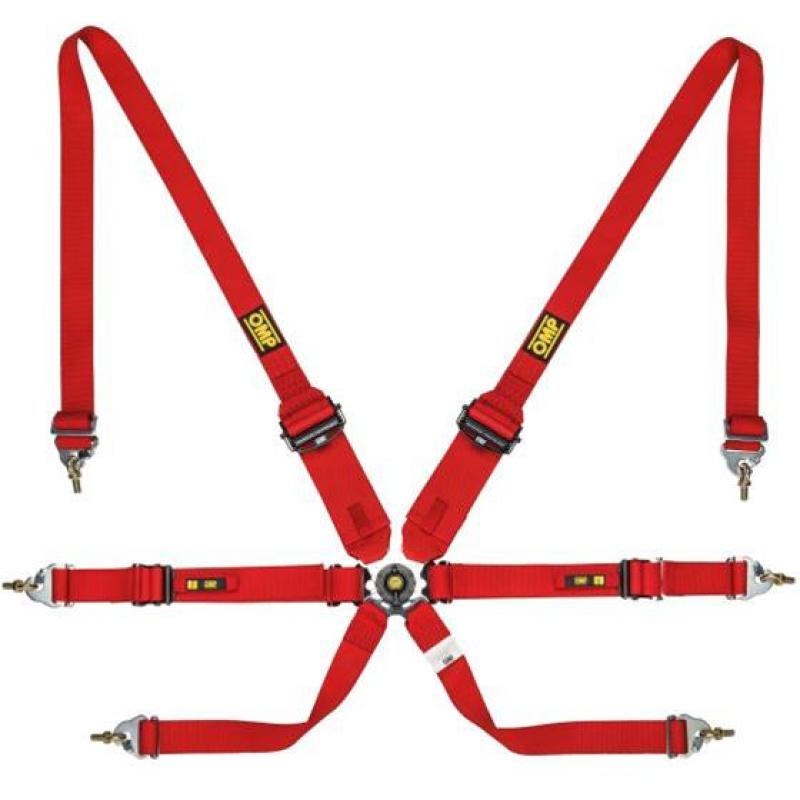 OMP DA0-0205-A01-061 Safety Harness One 2In Convertible Red Pull Up Conv Pull Down - (Fia 8853-2016)