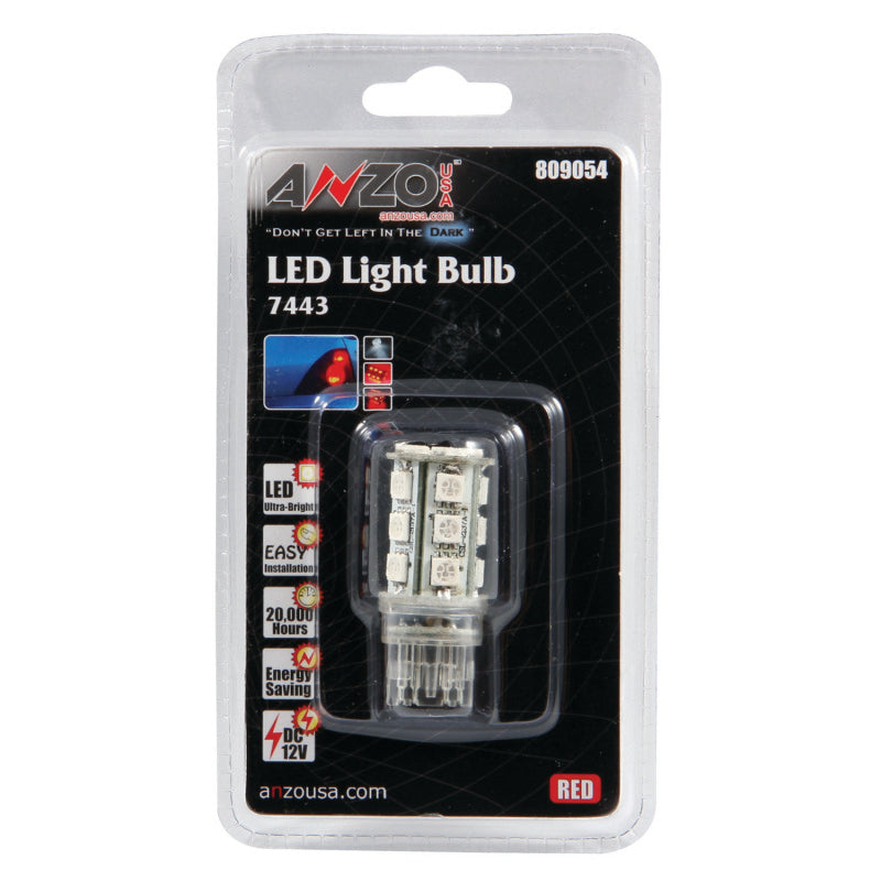 ANZO 809054 LED Bulbs Universal 7443 Red - 18 LEDs 1 3/4in Tall