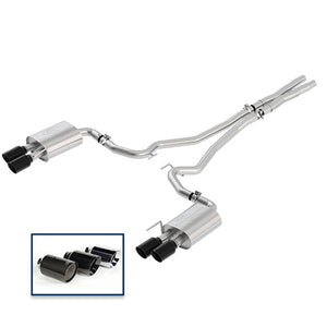 fits Ford Racing M-5200-M8SBA 2018+ Mustang GT 5.0L Cat-Back Sport Exhaust System w/ Quad Black Chrome Tips