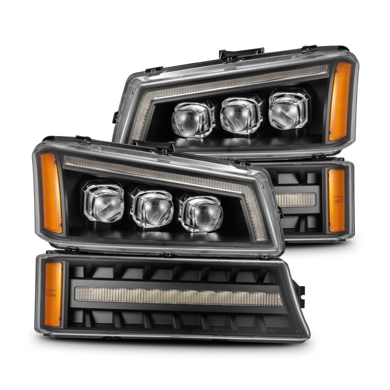 AlphaRex 880256 fits Chevy 03-06 Silverado 1500/2500HD/3500HD/Avalanche Black NOVA LED Proj Headlights