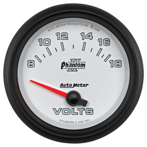 AutoMeter 7891 Autometer Phantom II 2-5/8in 18V Electric Voltmeter Gauge