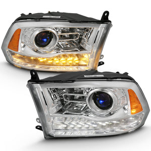 ANZO 111440 2009-2018 fits Dodge Ram 1500 Projector Plank Style Switchback H.L Halo Chrome Amber (OE Style)