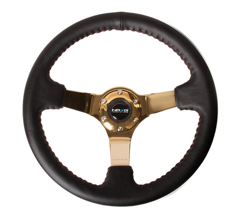 NRG RST-036GD RST-036GD Reinforced Steering Wheel Blk Leather/Red BBall Stitch