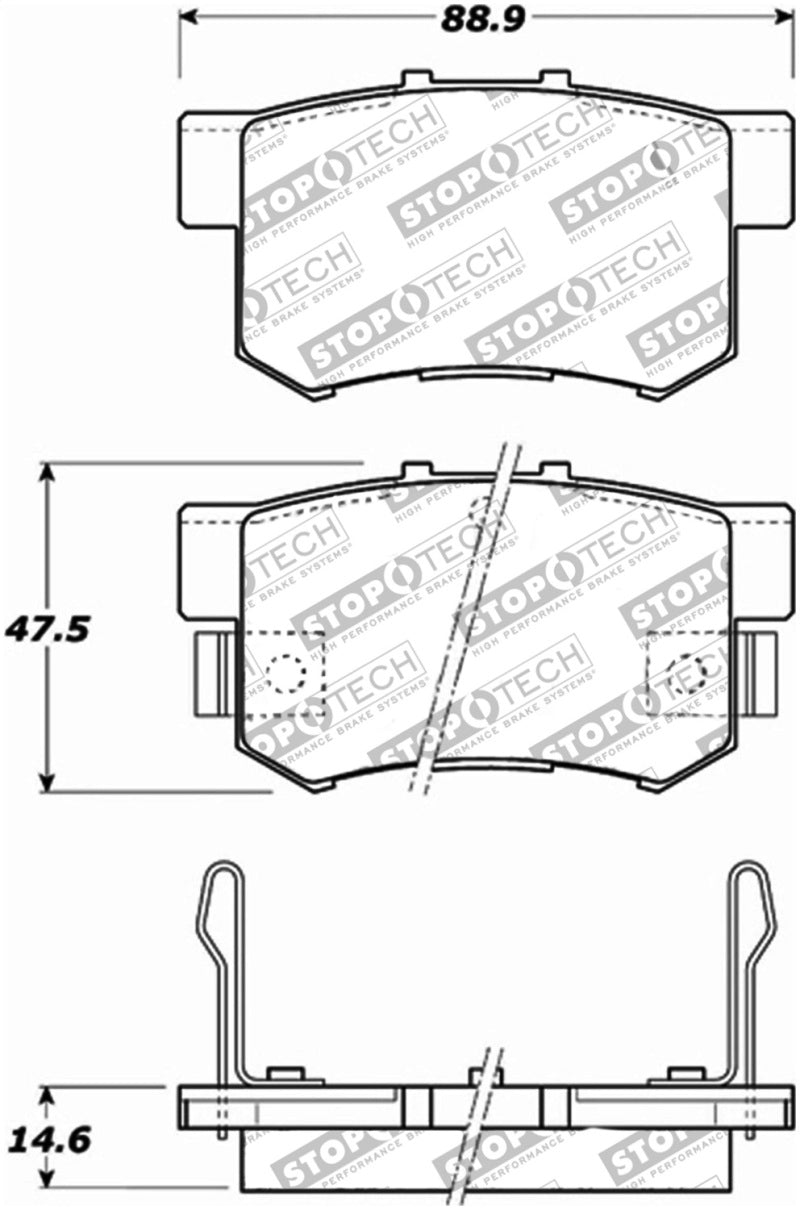 Stoptech 309.0537 fits Honda S2000/Accord/Acura TSX/RSX Rear Brake Pads