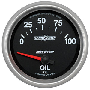 AutoMeter 7627 Autometer Sport-Comp II 0-100 PSI Short Sweep Electronic Oil Pressure Gauge