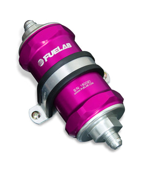 Fuelab 84812-4 848 In-Line Fuel Filter Standard -8AN In/Out 40 Micron Stainless w/Check Valve - Purple