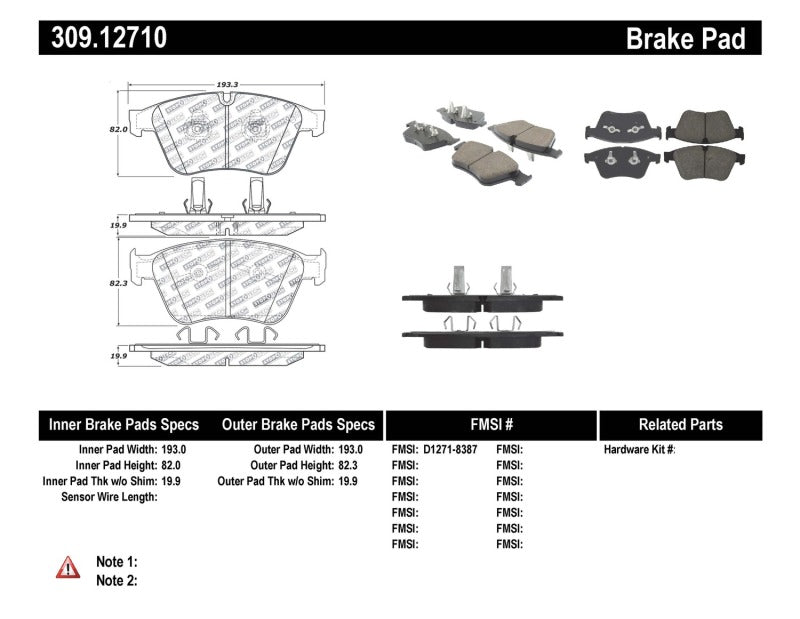 Stoptech 309.1271 Performance Brake Pads