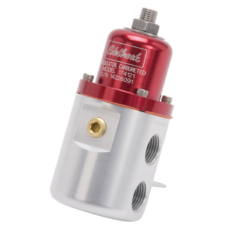Edelbrock 174121 Fuel Pressure Regulator Carbureted 160 GPH 5-10 PSI 3/8In In/Out Retunless Red/Clear