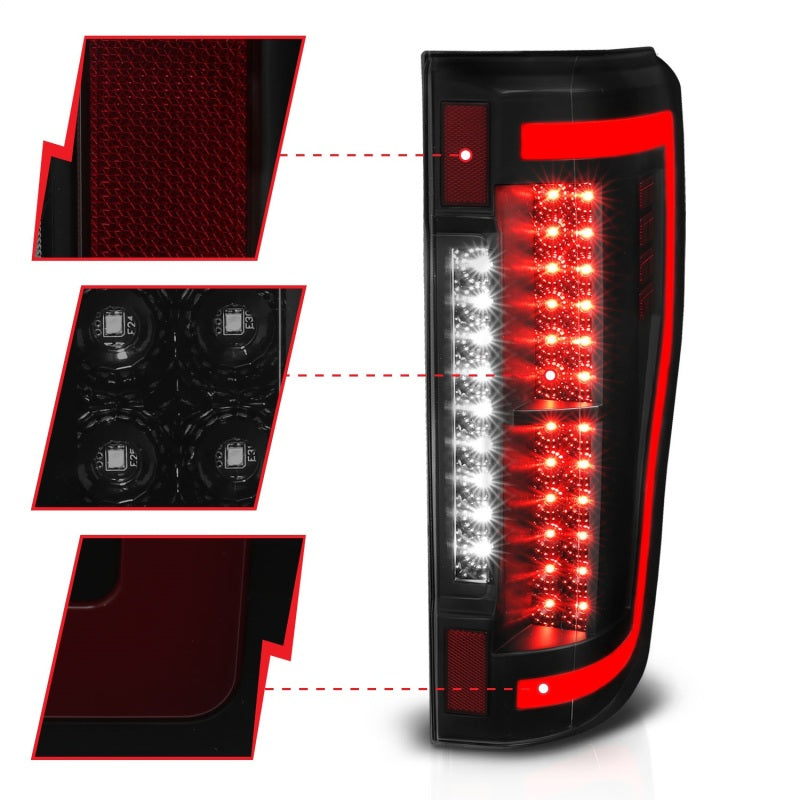 ANZO 311288 2017+ fits Ford F-250 LED Taillights - Black/Smoke