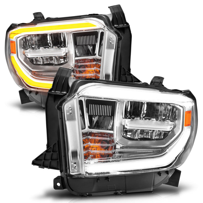 ANZO 111532 2017 fits Toyota 14-20 Tundra LED Crystal Headlights w/ Switchback Chrome Housing w/ DRL