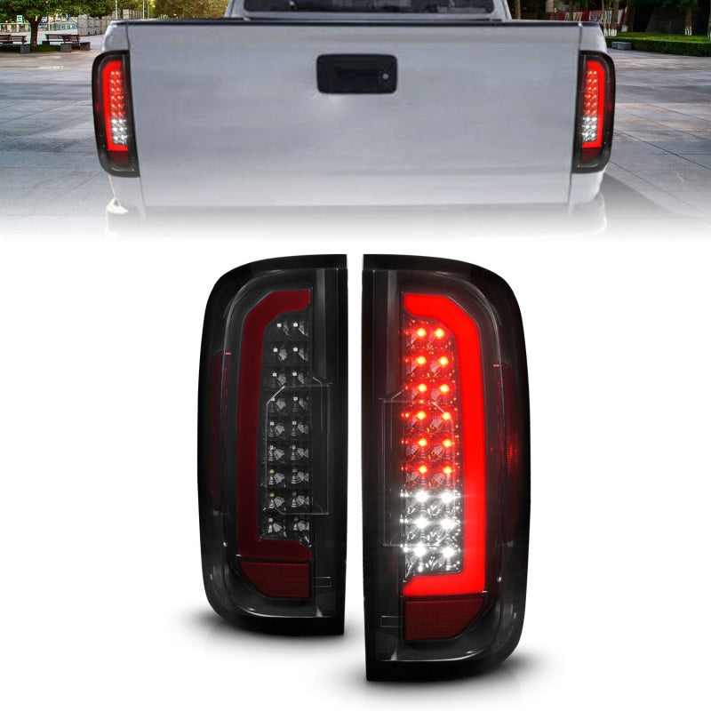 ANZO 311433 fits Chevrolet 15-21 Colorado Full LED Tail Lights w/ Red Lightbar Black Housing Smoke Lens