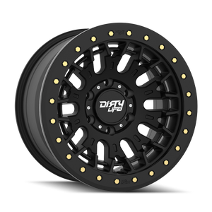 Dirty Life DT-3 17X9 6x139.7 -12 Offset - Satin Black w/ Simulated Beadlock