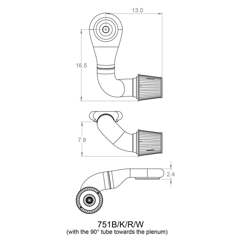 Spectre 751 Plenum Kit (Low) w/Passenger Side 45/90 Degree Tube