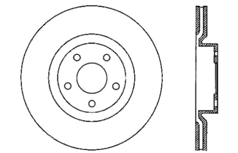 Stoptech 127.62085R Power Slot 05-07 fits Cadillac XLR / 06-09 Chevy Corvette Front Right Drilled & Slotted Rotors