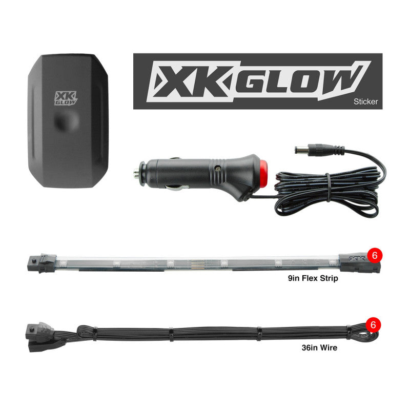 XK KS-Car-Mini Glow Flex Strip Million Color XCHROME Smartphone App Controlled Undercar Kit 6x10In