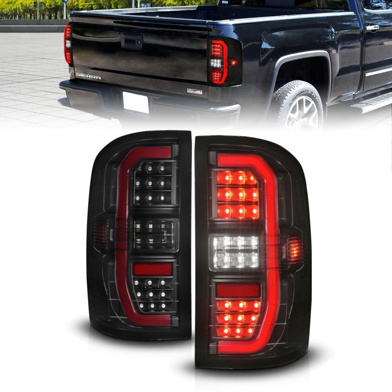 ANZO 311465 fits GMC 14-18 Sierra 1500 Full LED Taillights Black Housing Smoke Lens (w/C Light Bars)