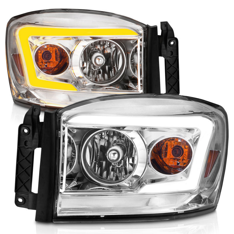 Anzo 111527 06-09 fits Dodge RAM 1500/2500/3500 Headlights Chrome Housing/Clear Lens (w/Switchback Light Bars)